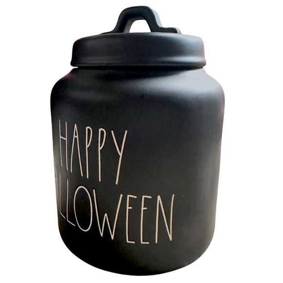 Rae Dunn Happy Halloween Matte Black Canister First Edition - 2018 Rare - Picture 10 of 16